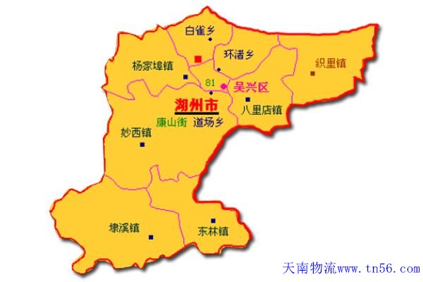 東莞到湖州市物流地圖